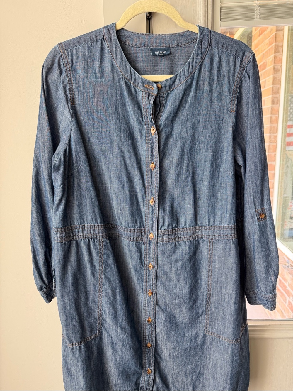 J. Jill Denim-Blue Button-Front Mini Dress
